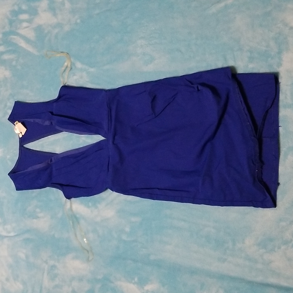 Blue low v cut dress